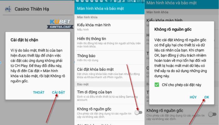 Hướng dẫn cài đặt trên Android khi tải kubet88 app